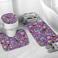Hawaiian Island Shapes-Iconic Landscape Bathroom Set with Plumeria and Palaka Purple Color LT03 Mat Set Only (3 pcs) One Size Purple - Polynesian Pride