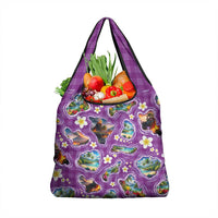Hawaiian Island Shapes-Iconic Landscape Grocery Bag with Plumeria and Palaka Purple Color LT03 1-pack One Size Purple - Polynesian Pride