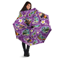 Hawaiian Island Shapes-Iconic Landscape Umbrella with Plumeria and Palaka Purple Color LT03 - Polynesian Pride