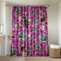 Hawaiian Island Shapes-Iconic Landscape Bathroom Set with Plumeria and Palaka Pink Color LT03 Shower Curtain Only Pink - Polynesian Pride