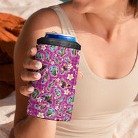 Hawaiian Island Shapes-Iconic Landscape 4 in 1 Can Cooler Tumbler with Plumeria and Palaka Pink Color LT03 - Polynesian Pride