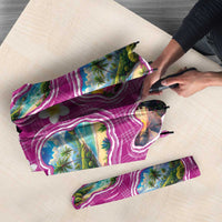 Hawaiian Island Shapes-Iconic Landscape Umbrella with Plumeria and Palaka Pink Color LT03 - Polynesian Pride