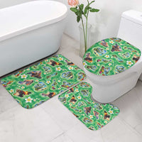 Hawaii Map with Plumeria Flower and Palaka Pattern Bathroom Set Tropical Island Green Design LT03 - Polynesian Pride
