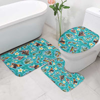 Hawaii Map with Plumeria Flower and Palaka Pattern Bathroom Set Tropical Island Teal Design LT03 - Polynesian Pride