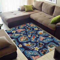 Hawaii Islands Map Design with Japanese Landscape Area Rug Hawaiian Japan Fusion Art Navy Color LT03 - Polynesian Pride