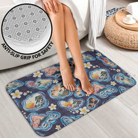 Hawaii Islands Map Design with Japanese Landscape Bathroom Set Hawaiian Japan Fusion Art Navy Color LT03 - Polynesian Pride