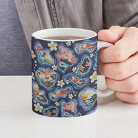 Hawaii Islands Map Design with Japanese Landscape Ceramic Mug Hawaiian Japan Fusion Art Navy Color LT03 - Polynesian Pride