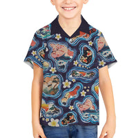 Hawaii Islands Map Design with Japanese Landscape Hawaiian Shirt Hawaiian Japan Fusion Art Navy Color LT03 - Polynesian Pride