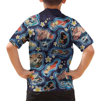 Hawaii Islands Map Design with Japanese Landscape Hawaiian Shirt Hawaiian Japan Fusion Art Navy Color LT03 - Polynesian Pride