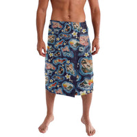 Hawaii Islands Map Design with Japanese Landscape Lavalava Hawaiian Japan Fusion Art Navy Color LT03 Navy - Polynesian Pride