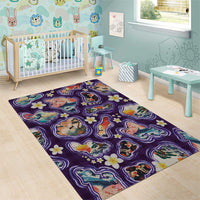 Hawaii Islands Map Design with Japanese Landscape Area Rug Hawaiian Japan Fusion Art Purple Color LT03 - Polynesian Pride