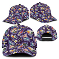 Hawaii Islands Map Design with Japanese Landscape Classic Cap Hawaiian Japan Fusion Art Purple Color LT03 - Polynesian Pride