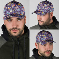 Hawaii Islands Map Design with Japanese Landscape Classic Cap Hawaiian Japan Fusion Art Purple Color LT03 - Polynesian Pride