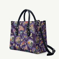 Hawaii Islands Map Design with Japanese Landscape Leather Bag Hawaiian Japan Fusion Art Purple Color LT03 Purple - Polynesian Pride
