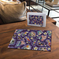 Hawaii Islands Map Design with Japanese Landscape Puzzle Hawaiian Japan Fusion Art Purple Color LT03 - Polynesian Pride