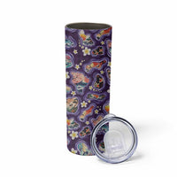 Hawaii Islands Map Design with Japanese Landscape Skinny Tumbler Hawaiian Japan Fusion Art Purple Color LT03 - Polynesian Pride