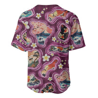 Hawaii Islands Map Design with Japanese Landscape Baseball Jersey Hawaiian Japan Fusion Art Pink Color LT03 - Polynesian Pride