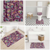 Hawaii Islands Map Design with Japanese Landscape Bathroom Set Hawaiian Japan Fusion Art Pink Color LT03 - Polynesian Pride