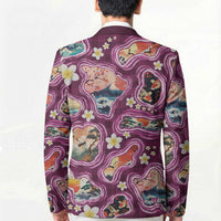 Hawaii Islands Map Design with Japanese Landscape Blazer Hawaiian Japan Fusion Art Pink Color LT03 - Polynesian Pride