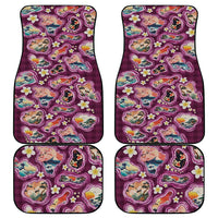 Hawaii Islands Map Design with Japanese Landscape Car Mats Hawaiian Japan Fusion Art Pink Color LT03 - Polynesian Pride