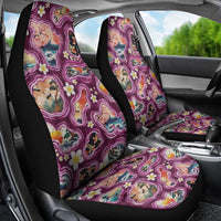 Hawaii Islands Map Design with Japanese Landscape Car Seat Cover Hawaiian Japan Fusion Art Pink Color LT03 - Polynesian Pride