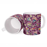 Hawaii Islands Map Design with Japanese Landscape Ceramic Mug Hawaiian Japan Fusion Art Pink Color LT03 - Polynesian Pride