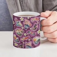 Hawaii Islands Map Design with Japanese Landscape Ceramic Mug Hawaiian Japan Fusion Art Pink Color LT03 - Polynesian Pride