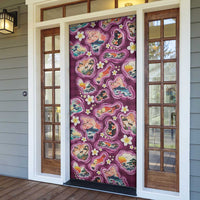 Hawaii Islands Map Design with Japanese Landscape Door Cover Hawaiian Japan Fusion Art Pink Color LT03 - Polynesian Pride
