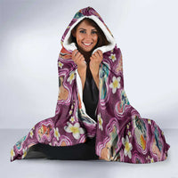 Hawaii Islands Map Design with Japanese Landscape Hooded Blanket Hawaiian Japan Fusion Art Pink Color LT03 - Polynesian Pride