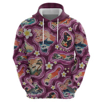 Hawaii Islands Map Design with Japanese Landscape Hoodie Hawaiian Japan Fusion Art Pink Color LT03 - Polynesian Pride