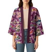 Hawaii Islands Map Design with Japanese Landscape Kimono Hawaiian Japan Fusion Art Pink Color LT03 - Polynesian Pride