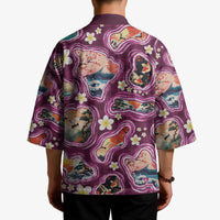 Hawaii Islands Map Design with Japanese Landscape Kimono Hawaiian Japan Fusion Art Pink Color LT03 - Polynesian Pride