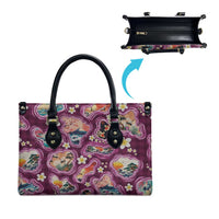 Hawaii Islands Map Design with Japanese Landscape Leather Bag Hawaiian Japan Fusion Art Pink Color LT03 - Polynesian Pride