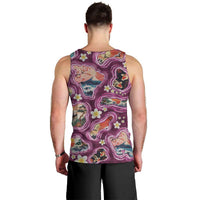 Hawaii Islands Map Design with Japanese Landscape Men Tank Top Hawaiian Japan Fusion Art Pink Color LT03 - Polynesian Pride