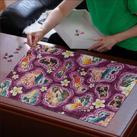 Hawaii Islands Map Design with Japanese Landscape Puzzle Hawaiian Japan Fusion Art Pink Color LT03 - Polynesian Pride