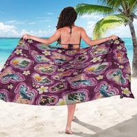Hawaii Islands Map Design with Japanese Landscape Sarong Hawaiian Japan Fusion Art Pink Color LT03 - Polynesian Pride