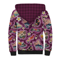 Hawaii Islands Map Design with Japanese Landscape Sherpa Hoodie Hawaiian Japan Fusion Art Pink Color LT03 - Polynesian Pride