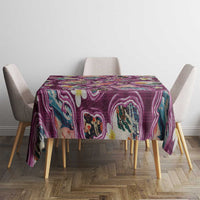 Hawaii Islands Map Design with Japanese Landscape Tablecloth Hawaiian Japan Fusion Art Pink Color LT03 - Polynesian Pride