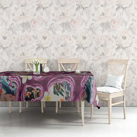 Hawaii Islands Map Design with Japanese Landscape Tablecloth Hawaiian Japan Fusion Art Pink Color LT03 - Polynesian Pride