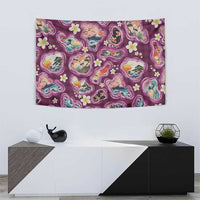 Hawaii Islands Map Design with Japanese Landscape Tapestry Hawaiian Japan Fusion Art Pink Color LT03 - Polynesian Pride