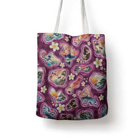 Hawaii Islands Map Design with Japanese Landscape Tote Bag Hawaiian Japan Fusion Art Pink Color LT03 - Polynesian Pride