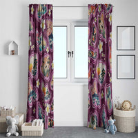 Hawaii Islands Map Design with Japanese Landscape Window Curtain Hawaiian Japan Fusion Art Pink Color LT03 - Polynesian Pride