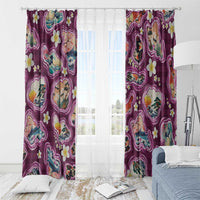 Hawaii Islands Map Design with Japanese Landscape Window Curtain Hawaiian Japan Fusion Art Pink Color LT03 - Polynesian Pride