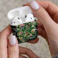 Hawaiian and Japanese Culture Together AirPods Case Hawaiian Island Shapes with Japanese Landscape Green Color LT03 - Polynesian Pride
