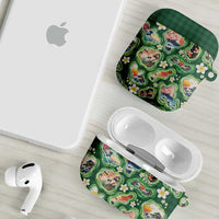 Hawaiian and Japanese Culture Together AirPods Case Hawaiian Island Shapes with Japanese Landscape Green Color LT03 - Polynesian Pride