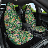 Hawaiian and Japanese Culture Together Car Seat Cover Hawaiian Island Shapes with Japanese Landscape Green Color LT03 One Size Green - Polynesian Pride