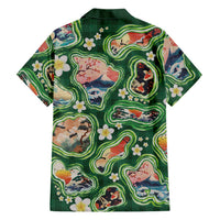 Hawaiian and Japanese Culture Together Family Matching Tank Maxi Dress and Hawaiian Shirt Hawaiian Island Shapes with Japanese Landscape Green Color LT03 - Polynesian Pride
