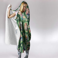 Hawaiian and Japanese Culture Together Hooded Blanket Hawaiian Island Shapes with Japanese Landscape Green Color LT03 - Polynesian Pride