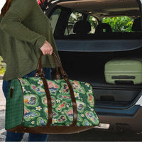 Hawaiian and Japanese Culture Together Travel Bag Hawaiian Island Shapes with Japanese Landscape Green Color LT03 - Polynesian Pride