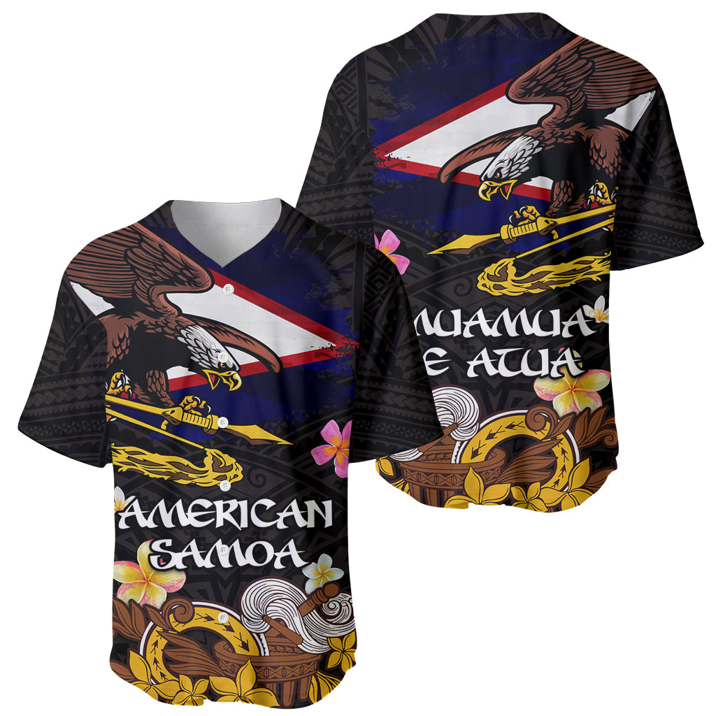 American Samoa Fue and Kava Bowl Baseball Jersey Plumeria and Polynesian Pattern LT03 - Polynesian Pride